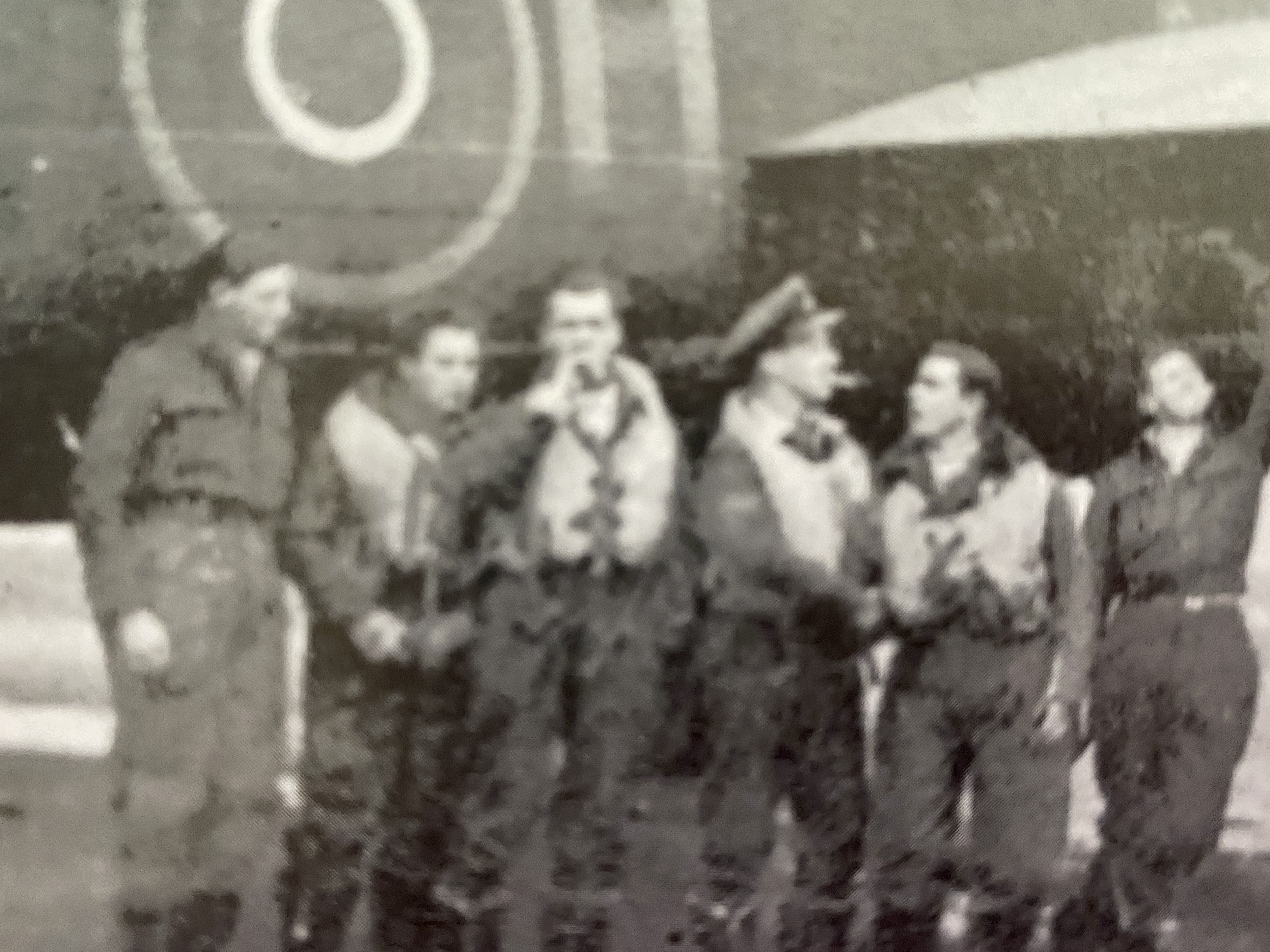 Six of the crew, Jack is third from the left.